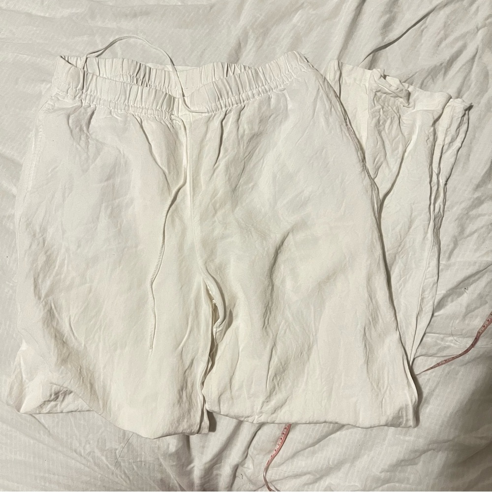 White Linen Blend Pants
